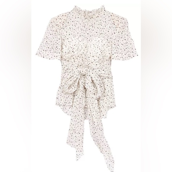 NWT Rebecca Taylor Scattered Star Silk Wrap Blouse, Size 8 - Picture 5 of 16